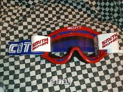 Vintage SCOTT 89red/ blue goggles/mask guard, motocross, helmet, visor Roll Off