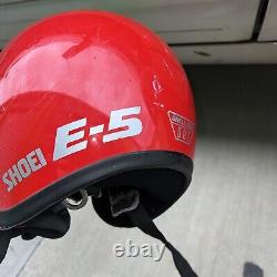 Vintage SHOEI 80s Motorcycle Racing Helmet Medium Red open face E-5 6-7/8