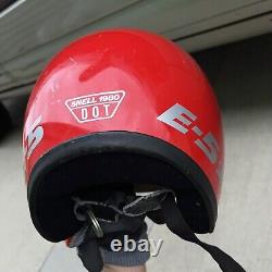 Vintage SHOEI 80s Motorcycle Racing Helmet Medium Red open face E-5 6-7/8