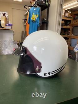 Vintage SHOEI E5 E 5 80s Motorcycle Racing Helmet Medium White Open Face XL