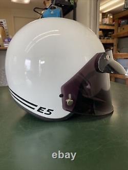 Vintage SHOEI E5 E 5 80s Motorcycle Racing Helmet Medium White Open Face XL