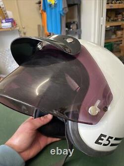 Vintage SHOEI E5 E 5 80s Motorcycle Racing Helmet Medium White Open Face XL