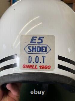 Vintage SHOEI E5 E 5 80s Motorcycle Racing Helmet Medium White Open Face XL