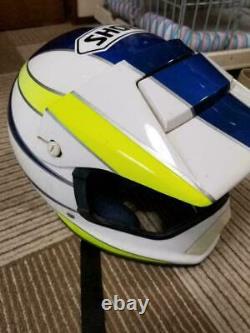 Vintage SHOEI Motocross Full-Face Helmet VX-COUGAR White/Blue/Yellow Used Size M