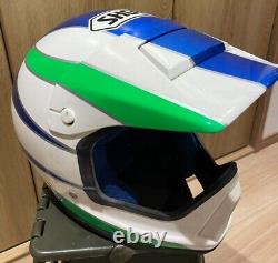 Vintage SHOEI Motocross Helmet VX-COUGAR Size L White/ Green/ Blue 70's 80's