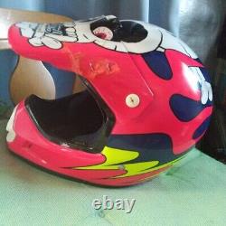Vintage SHOEI VF-X Motocross Helmet Victory Skull Pink Blue M57-58