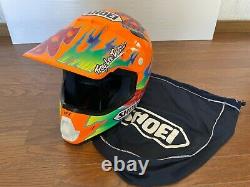 Vintage SHOEI VF-X TROYMAX Motocross Helmet Size L Orange Troy Lee Designs