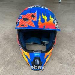 Vintage SHOEI VF-X TROYMAX Motocross Helmet Size M Blue Troy Lee Designs