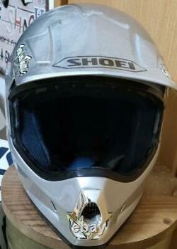 Vintage SHOEI VF-X2 Motocross Helmet Silver Size L Troy Lee Designs Visor