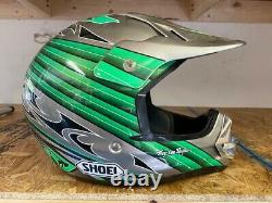 Vintage SHOEI VFX-R Motocross Helmet Silver/Green Size-L Troy Lee Designs
