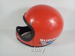 Vintage SUZUKI Motorcycle Motocross Full Face Red Helmet Made In Canada 70s 80s