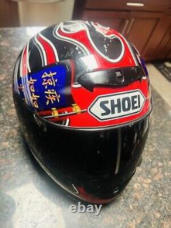 Vintage Shoei Flaming Samurai Motorcycle Helmet With Tinted Visor (Large)