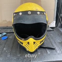 Vintage Simpson MX helmet Yellow Early 80's Motocross ARHMA Suzuki Yamaha M52