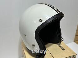 Vintage USA Lear Siegler LSI-4150 White Racing Stripe Motorcycle Helmet, Size XL