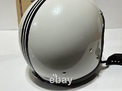 Vintage USA Lear Siegler LSI-4150 White Racing Stripe Motorcycle Helmet, Size XL