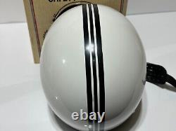 Vintage USA Lear Siegler LSI-4150 White Racing Stripe Motorcycle Helmet, Size XL