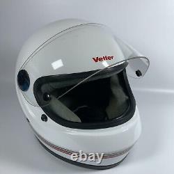 Vintage Vetter Motorcycle Helmet White Size 7 1/8 Striped Full Face Double D