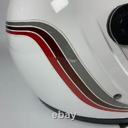 Vintage Vetter Motorcycle Helmet White Size 7 1/8 Striped Full Face Double D