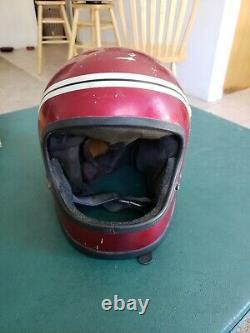 Vintage original motocross yamaha helmet. 1x-10 metallic red