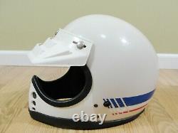 Vintage unknown Motocross ATV Helmet Red White Blue stripe w /Venter Visor sz M