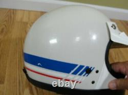 Vintage unknown Motocross ATV Helmet Red White Blue stripe w /Venter Visor sz M