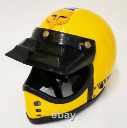 Vintage unknown Motocross ATV Helmet Yellow Venter Visor sz M