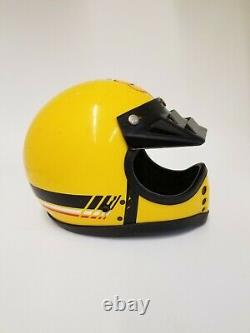 Vintage unknown Motocross ATV Helmet Yellow Venter Visor sz M