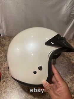 Vintage white Bell RT Dot Motorcycle Motocross R-T Open Face Helmet, Size 8 XS