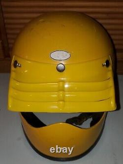 Vtg 1976 Bell Moto Star Yellow Full Face Motorcycle Motocross Racing Helmet Lg