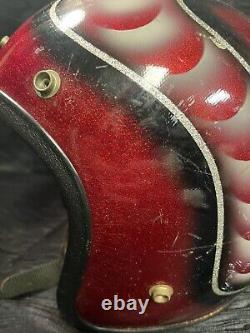 Vtg 1980's Red Norcon TW-1 Motorcycle Helmet Open Face 1970's Custom Paint Rare