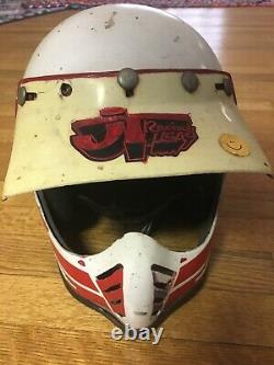 Vtg 70s 80s Bell Moto Star 3 Motocross Racing Helm Größe 7-1/4 58cm JT Sticker