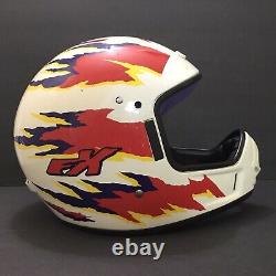 Vtg Fulmer FX Dot Off-Road Motocross Helmet White Red Purple Yellow Excellent