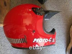 Vtg MOTO-4 BELL Motocross Bike Helmet & Goggles with BOX / Paper CLEAN Sz 7 3/8