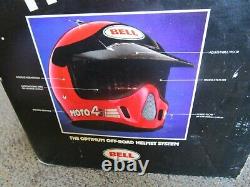 Vtg MOTO-4 BELL Motocross Bike Helmet & Goggles with BOX / Paper CLEAN Sz 7 3/8