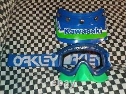 Vtg Oakley Blue goggles/ Green mask guard, mx, ama, motocross, helmet, visor
