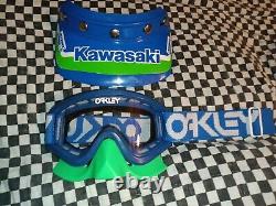 Vtg Oakley Blue goggles/ Green mask guard, mx, ama, motocross, helmet, visor