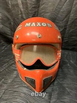 Vtg Red Maxon Ram Air BMX Dirt Bike Motocross Helmet Sz Large Scott Goggles