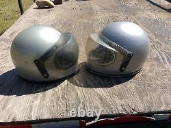 Vtg Retro 70s 80s Grant Motorcycle 2 Helmet Lot Full Face Bubble Motocross Small